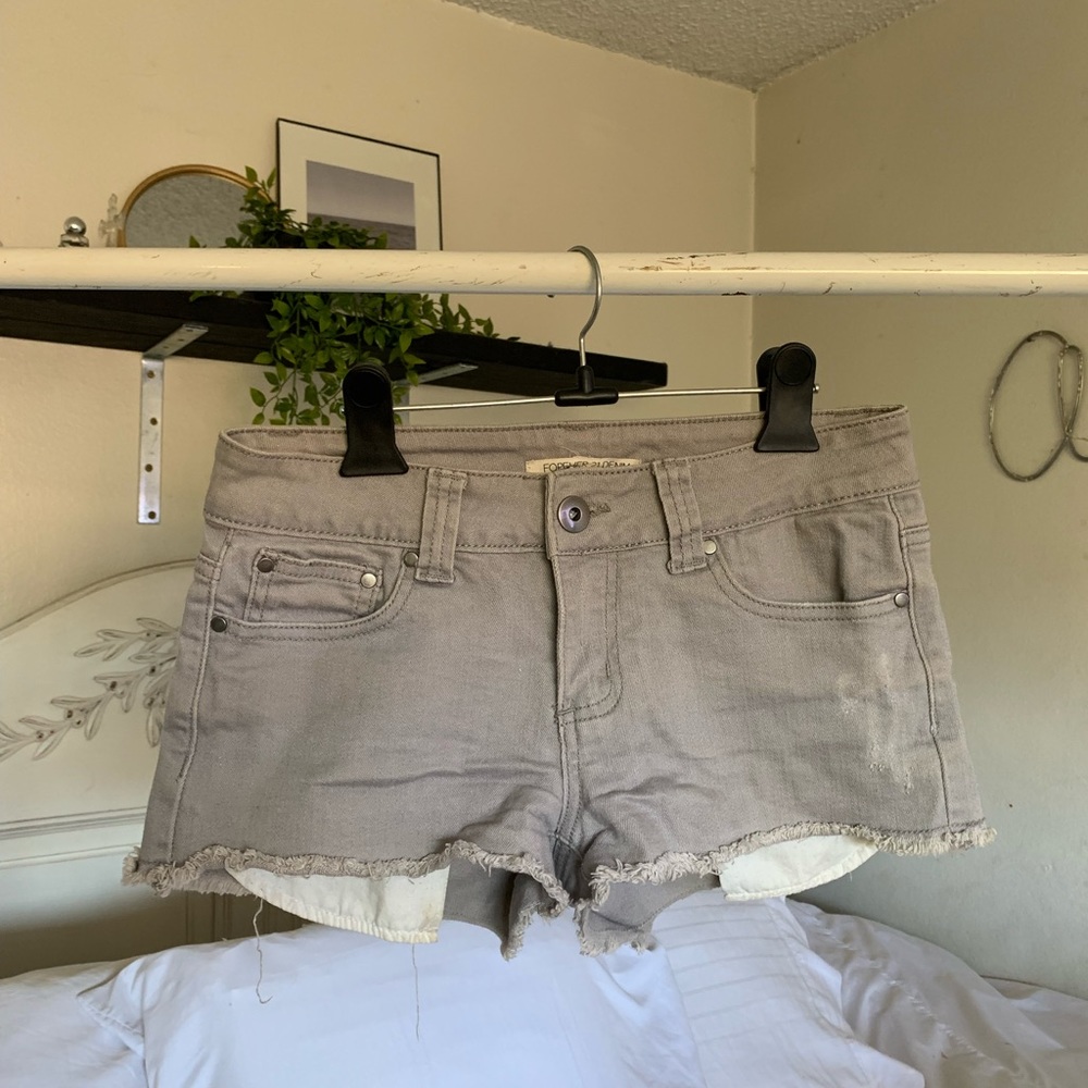 Grey denim shorts